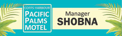 Coffs Harbour POacific Palms Motel - Business Card Front