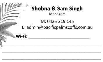 Coffs Harbour POacific Palms Motel - Business Card Back